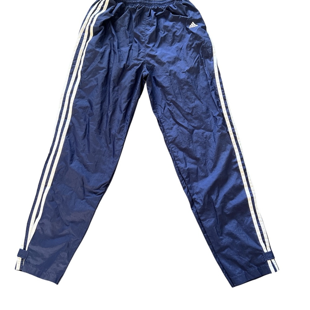 Adidas Blue and White Joggers with Signature Stripes